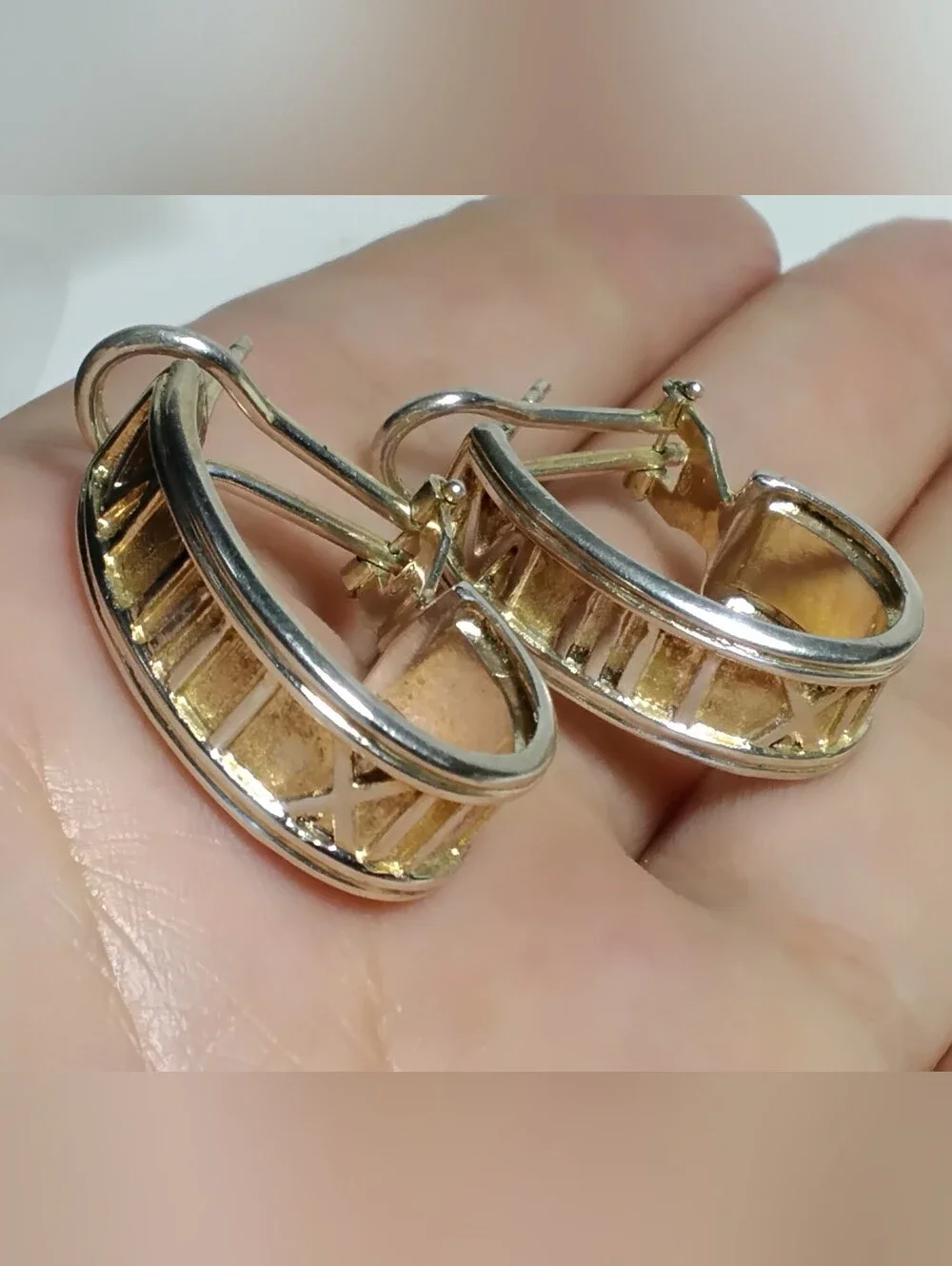 Vintage Italy 925 Roman Numeral Slingback Earrings